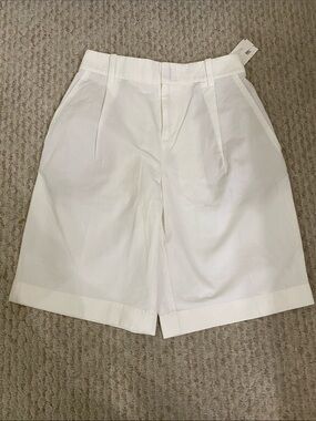 Vince White Tailored Pleat-Front Bermuda Shorts
